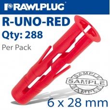 UNIVERSAL PLUG RED 6MM X 28MM X3 OF X96 WRAPED